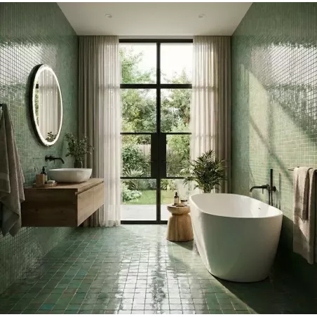 ZELIJ 3X3 - LES REFLETS DE LAGON COULEUR 17 - VERT ANTIQUE