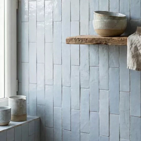 Zellige 2,5x15 Les Reflets de Lagon | Baguette Fine Turquoise - CarreauxStore.fr