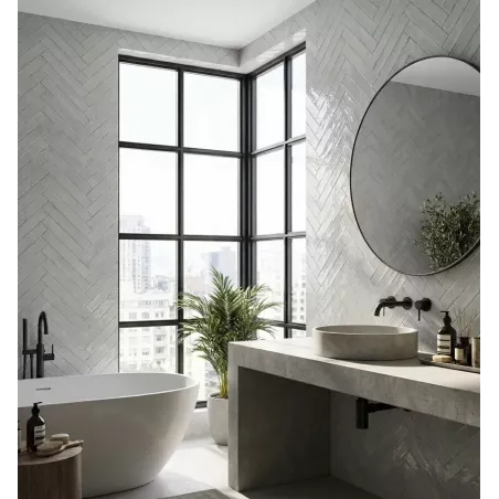 ZELIJ 2X10 - LES REFLETS DE LAGON COULEUR 15 - BLANC