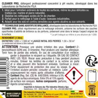 CLEANER PRO BIDON 1 LITRE ENTRETIEN PROFESSIONNEL POUR LES SURFACES