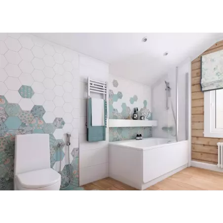 GOOD VIBES WHITE 14X16 HEXAGONAL MAT