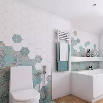 GOOD VIBES WHITE 14X16 HEXAGONAL MAT